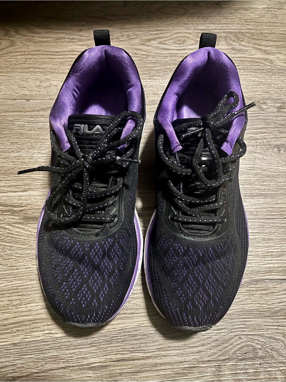 Fila Memory Outreach Black & Purple Lace Mesh Running Sneakers